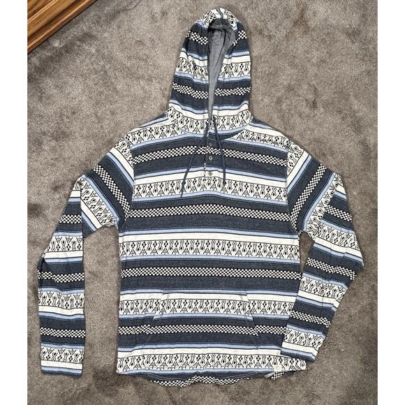 Free Planet Other - Free Planet Men XL Woven Hooded Pullover Front Pouch Bold Southwest Pattern Shir